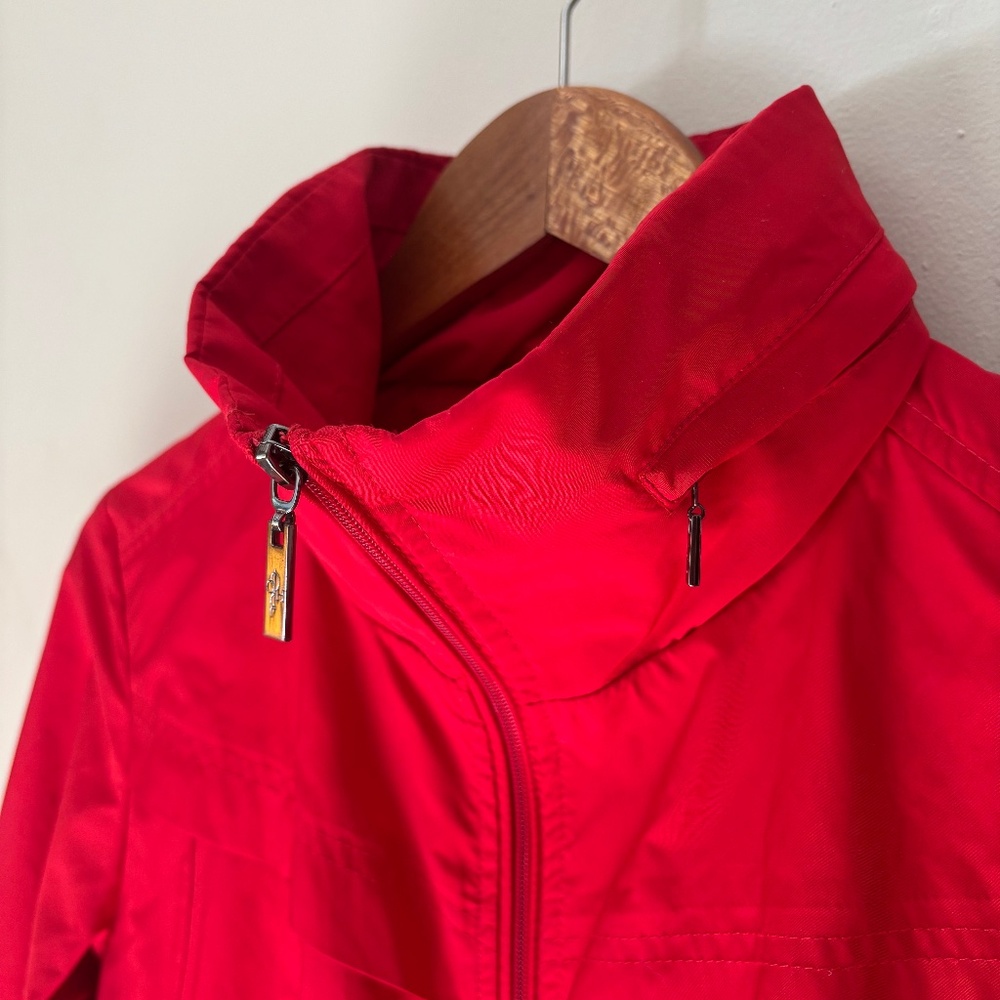 Cole Haan Packable Rain Jacket red hood water-resistant coat size s